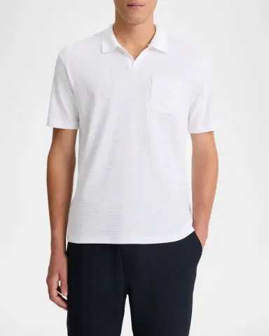 Vince Men 's Textured Johnny Collar Polo Shirt | Thumbnail 4