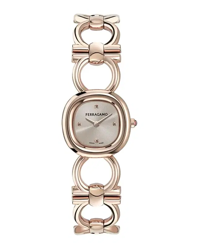 Ferragamo Double Gancini 25MM IP Rose Gold Bracelet Watch