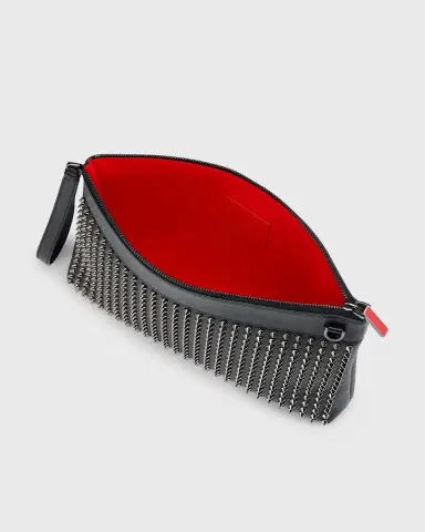 Christian Louboutin Men's Funky Suede & Leather Spike Wrist Pouch | Thumbnail 3 Christian Louboutin Men's Funky Suede & Leather Spike Wrist Pouch | Thumbnail 3