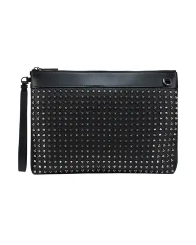Christian Louboutin Men's Funky Suede & Leather Spike Wrist Pouch | Thumbnail 1 Christian Louboutin Men's Funky Suede & Leather Spike Wrist Pouch | Thumbnail 1