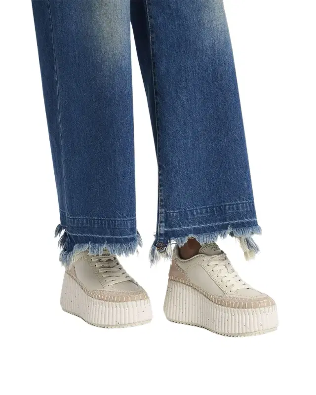 Chloe Nama Platform Speckled Mix Leather Sneakers