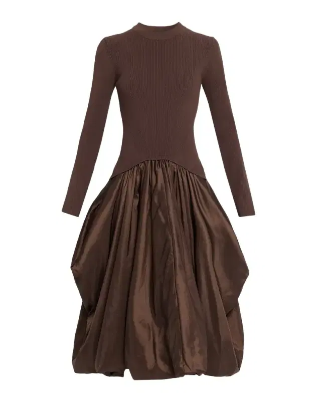 Kenlie Mixed Media Bubble Midi Dress
