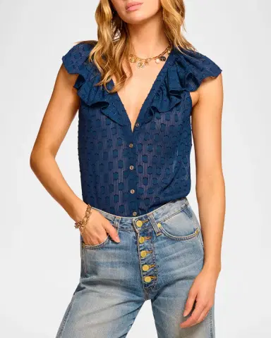 Ramy Brook Silvia Dot Ruffle-Trim Top | Thumbnail 2 Ramy Brook Silvia Dot Ruffle-Trim Top | Thumbnail 2