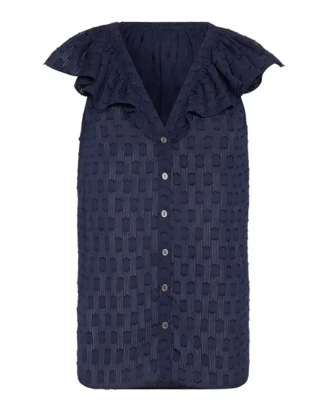 Silvia Dot Ruffle-Trim Top
