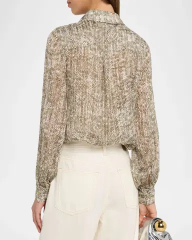 Ramy Brook Pauline Button-Front Silk Blouse | Thumbnail 3
