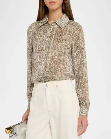 Ramy Brook Pauline Button-Front Silk Blouse | Thumbnail 4
