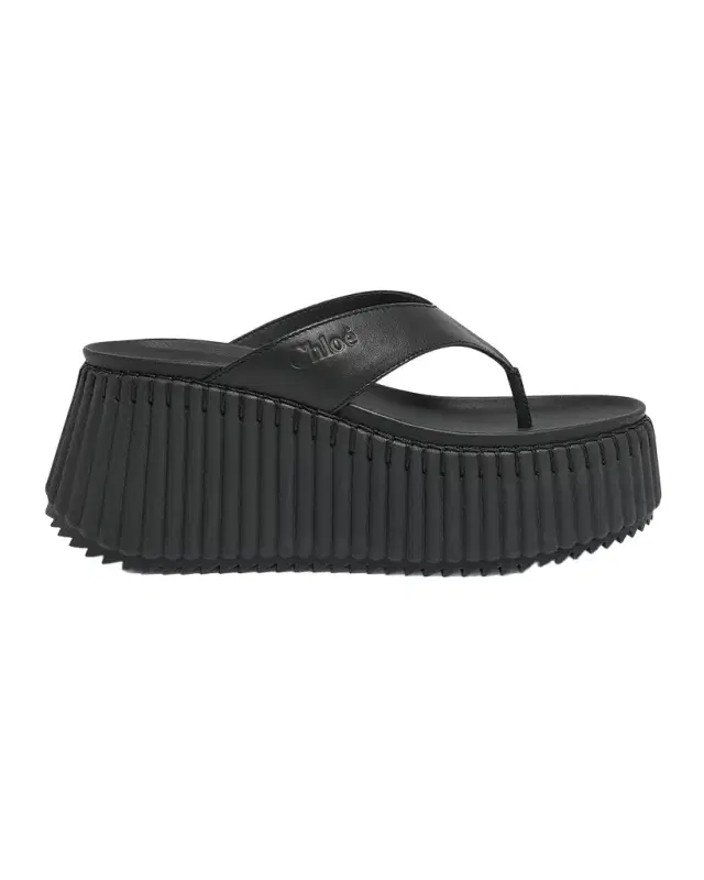 Nama Platform Leather Thong Sandals
