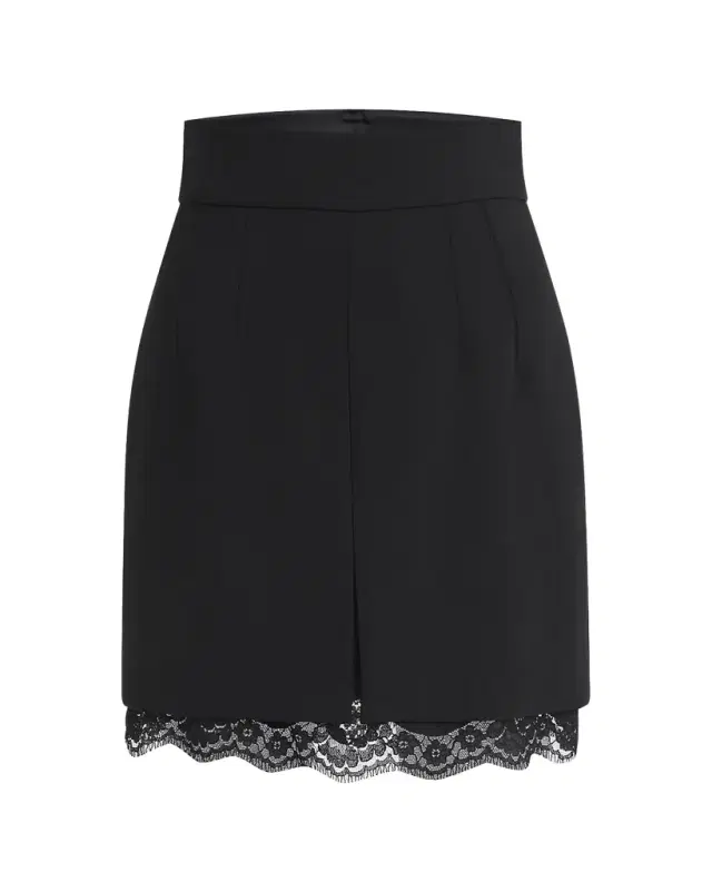 Dolce & Gabbana Lana Double Crepe Lace-Trim Mini Skirt