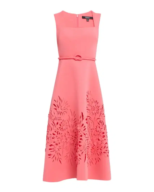 Badgley Mischka Collection Cutout Square-Neck Scuba Midi Dress