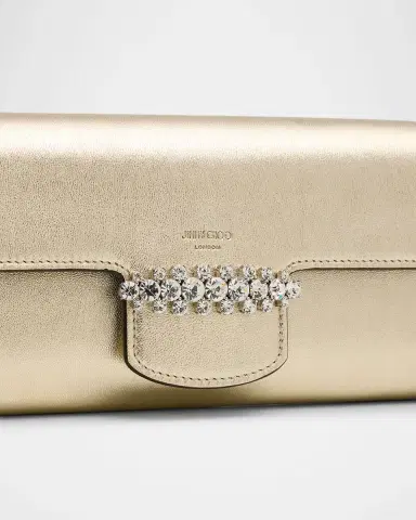 Jimmy Choo Bing Crystal Metallic Leather Wallet | Thumbnail 6