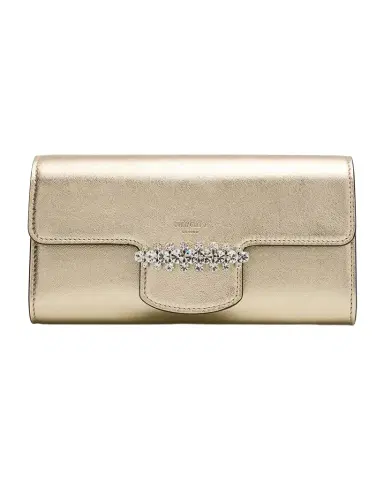 Jimmy Choo Bing Crystal Metallic Leather Wallet | Thumbnail 1