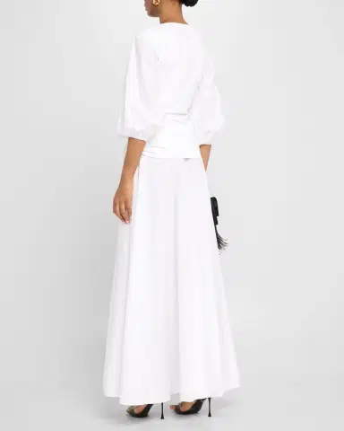 Chiara Boni La Petite Robe Flower-Embellished Stretch Cotton Maxi Dress | Thumbnail 3 Chiara Boni La Petite Robe Flower-Embellished Stretch Cotton Maxi Dress | Thumbnail 3