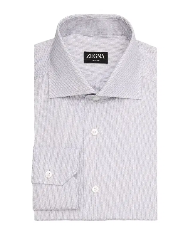 ZEGNA Men 's Micro-Dot Cotton Dress Shirt