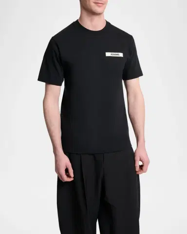 Jacquemus Men's Grosgrain Logo Crewneck T-Shirt | Thumbnail 4