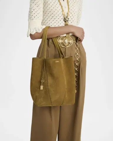 Chloé Spin Medium Tote Bag in Suede | Thumbnail 2 Chloé Spin Medium Tote Bag in Suede | Thumbnail 2