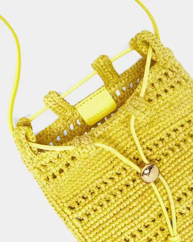 LOEWE x Paula's Ibiza Drawstring Pocket Crossbody Bag in Raffia | Thumbnail 3