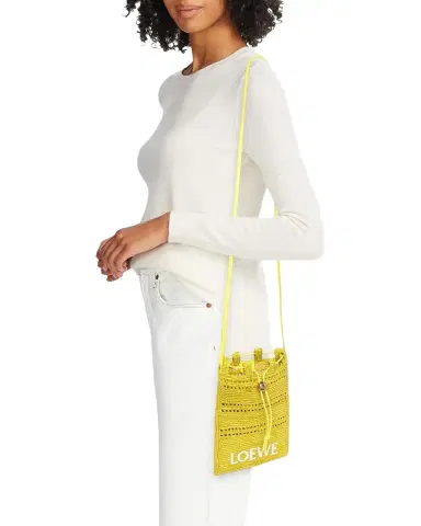 LOEWE x Paula's Ibiza Drawstring Pocket Crossbody Bag in Raffia | Thumbnail 1