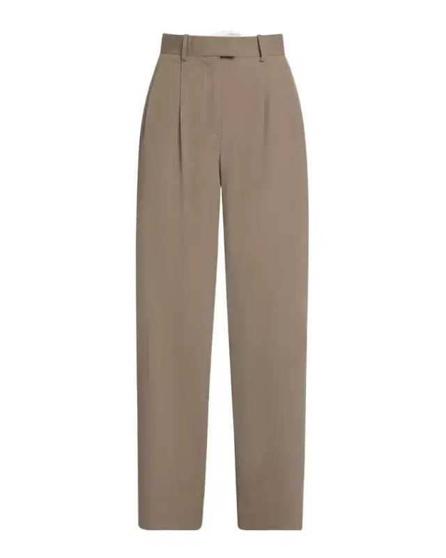 THE ROW Alfidis Double Pleated Straight-Leg Cotton Pants
