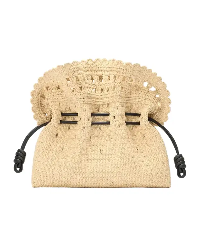 x Paula 's Ibiza Flamenco Medium Ruffled Clutch Bag in Raffia
