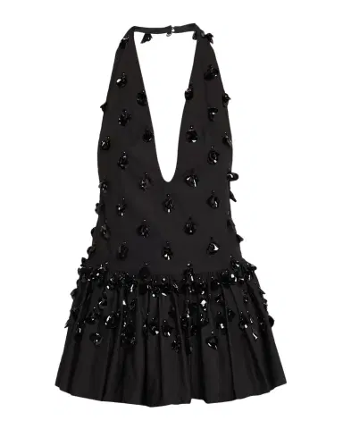 Diotima Embellished Plunging Ruffle Halter Top | Thumbnail 1