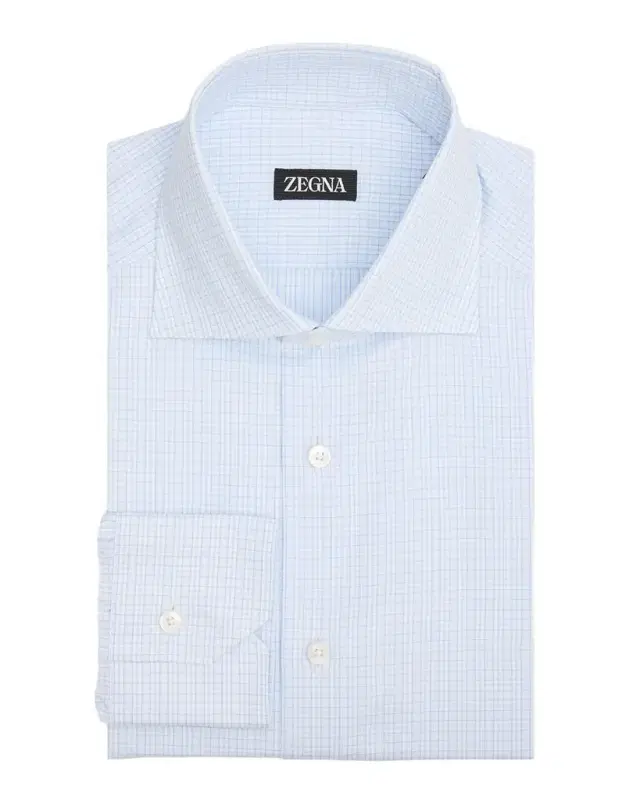 Men 's Cotton Small Check Dress Shirt