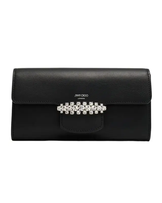 Jimmy Choo Bing Crystal Smooth Leather Wallet