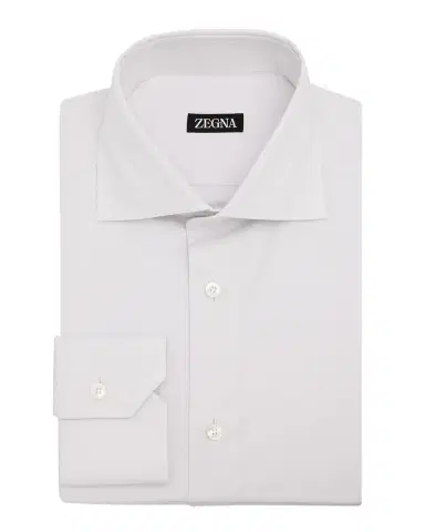 Zegna Men's Solid Cotton Twill Dress Shirt | Thumbnail 3 Zegna Men's Solid Cotton Twill Dress Shirt | Thumbnail 3