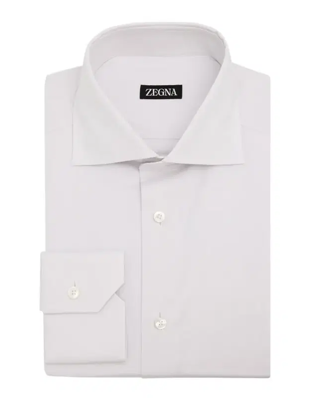 ZEGNA Men 's Solid Cotton Twill Dress Shirt