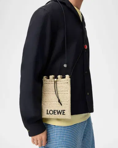 Loewe x Paula's Ibiza Pocket Drawstring Raffia Crossbody Bag | Thumbnail 2