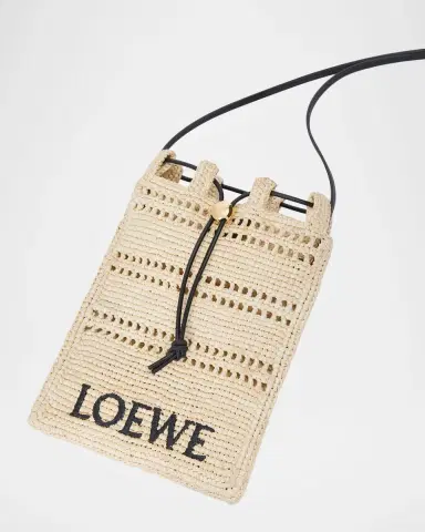 Loewe x Paula's Ibiza Pocket Drawstring Raffia Crossbody Bag | Thumbnail 4