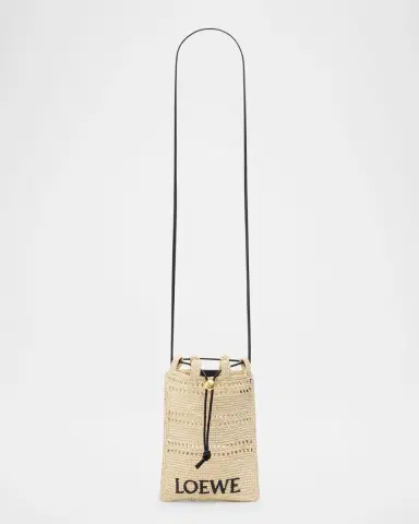 Loewe x Paula's Ibiza Pocket Drawstring Raffia Crossbody Bag | Thumbnail 5