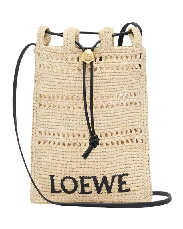 x Paula 's Ibiza Pocket Drawstring Raffia Crossbody Bag