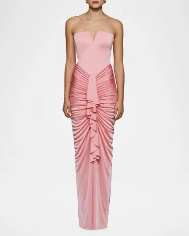 Et Ochs Selena Strapless Draped Glossy Jersey Gown | Thumbnail 2