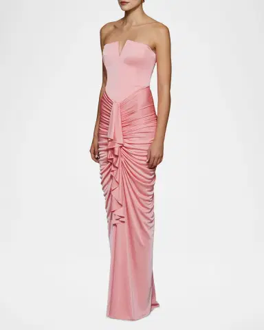 Et Ochs Selena Strapless Draped Glossy Jersey Gown | Thumbnail 4