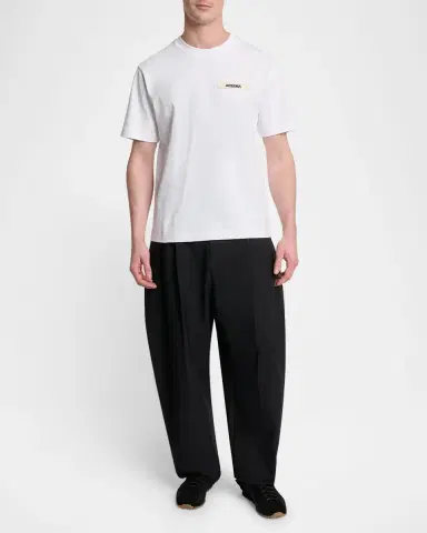Jacquemus Men's Grosgrain Logo Crewneck T-Shirt | Thumbnail 2
