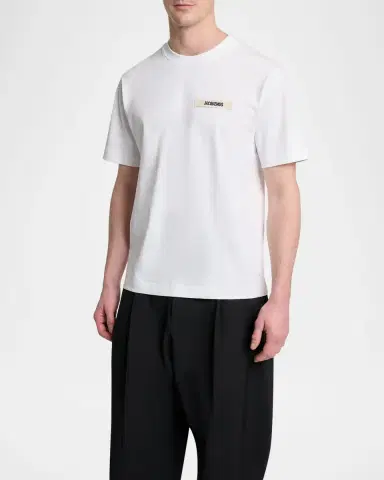 Jacquemus Men's Grosgrain Logo Crewneck T-Shirt | Thumbnail 4