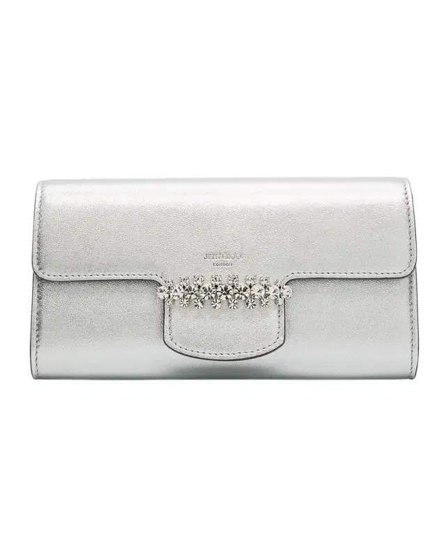 Jimmy Choo Bing Crystal Metallic Leather Wallet