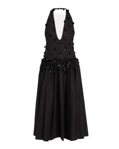 Diotima Nuit Embellished Plunging Halter Drop-Waist Gown | Thumbnail 1