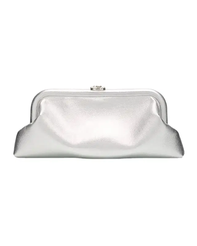 Jimmy Choo Skylar Frame Metallic Leather Clutch Bag