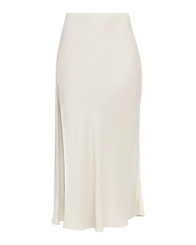 LAPOINTE Satin Bias Slit Midi Skirt