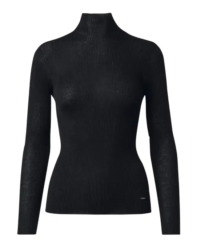 Cashmere-Silk Fine Ribbed Knit Pullover