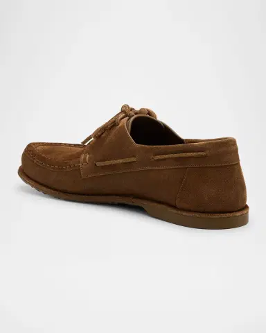 Loewe Men's Campo Suede Flamenco-Knot Boat Shoes | Thumbnail 4