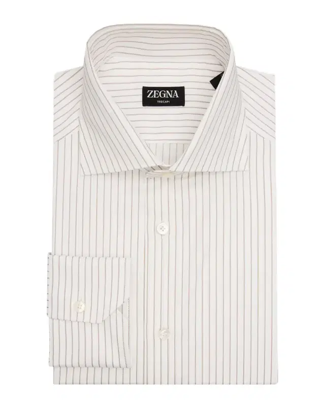 Men's Trecapi Cotton Narrow Double-Stripe Dress Shirt