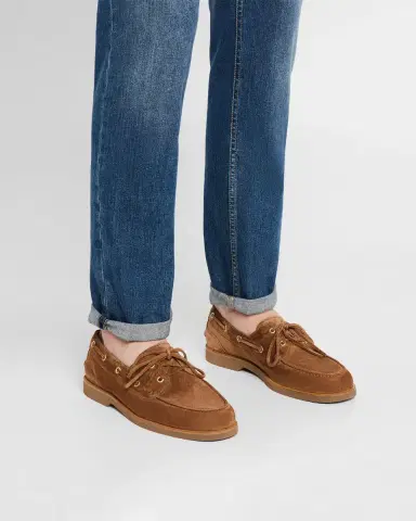Brunello Cucinelli Men 's Suede Boat Shoes | Thumbnail 2