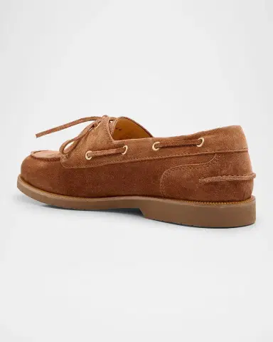 Brunello Cucinelli Men 's Suede Boat Shoes | Thumbnail 4