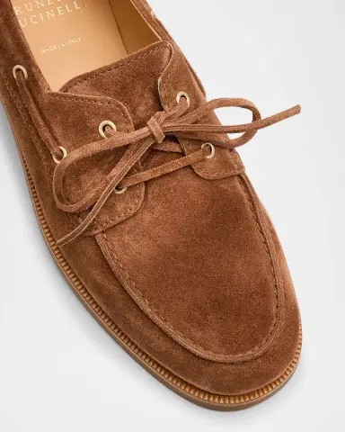 Brunello Cucinelli Men 's Suede Boat Shoes | Thumbnail 5