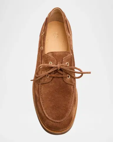 Brunello Cucinelli Men 's Suede Boat Shoes | Thumbnail 6
