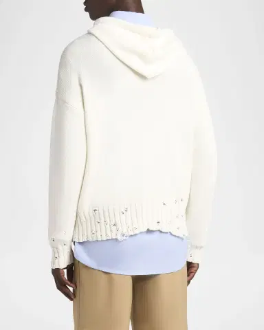 Marni Men's Distressed Knit Logo Hoodie | Thumbnail 3