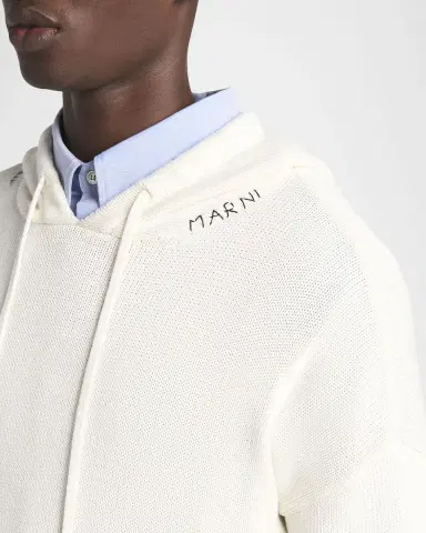 Marni Men's Distressed Knit Logo Hoodie | Thumbnail 5