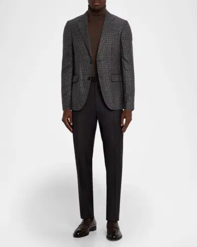 Zegna Men's Cashmere and Silk Houndstooth Check Sport Coat | Thumbnail 2